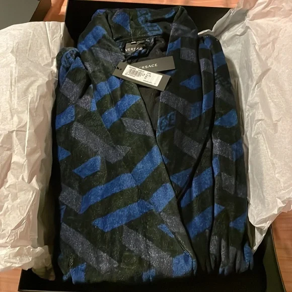 2XL Versace Blue/Black men’s Robe NWT never been out of the box
